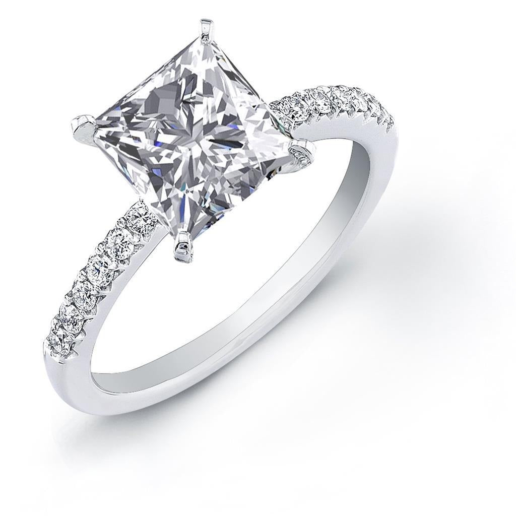 3.50 Carats Gorgeous Princess And Round Cut Real Diamonds Ring