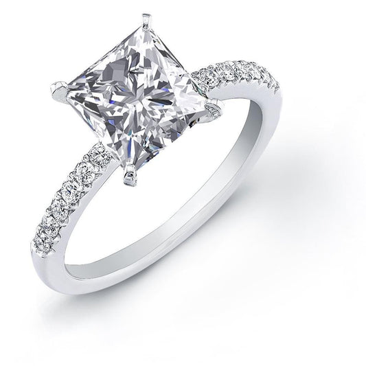 3.50 Carats Gorgeous Princess And Round Cut Real Diamonds Ring