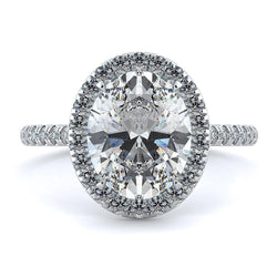 3.50 Carats Natural Oval & Round Diamond Engagement Halo Ring