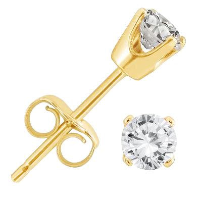 3.50 Carats Real Diamond Studs Earrings Yellow Gold 14K