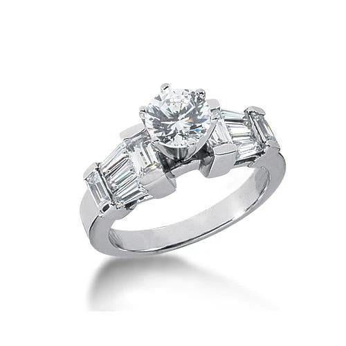3.50 Carats Real Diamonds Engagement Ring White Gold New