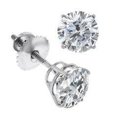 3.50 Carats Real Diamonds Women Studs Earrings Prong Setting