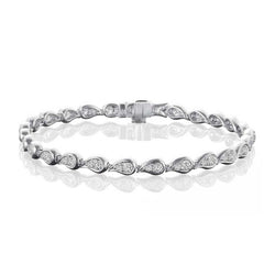 3.50 Carats Real Round Cut Diamonds Ladies Bracelet White Gold 14K