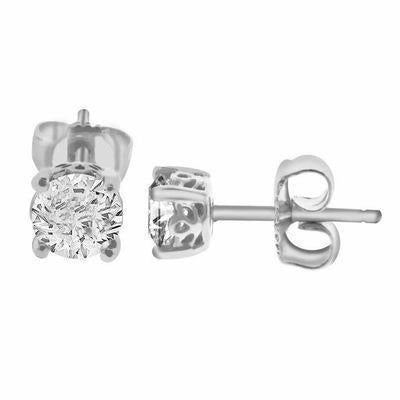 3.50 Carats Round Cut Real Diamonds Ladies Studs Earrings White Gold