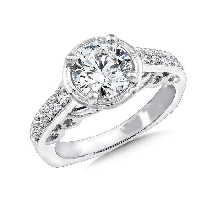 3.50 Carats White Gold Sparkling Round Cut Genuine Diamond Engagement Ring