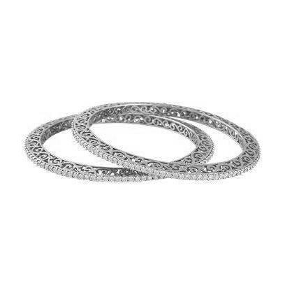 3.50 Carats Women Round Natural Diamond Bangle White Gold Jewelry