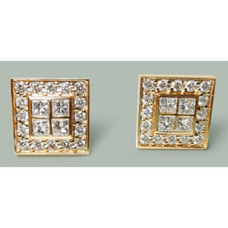 3.50 Ct. Genuine Diamond Men's Cufflinks 14K Yellow Gold