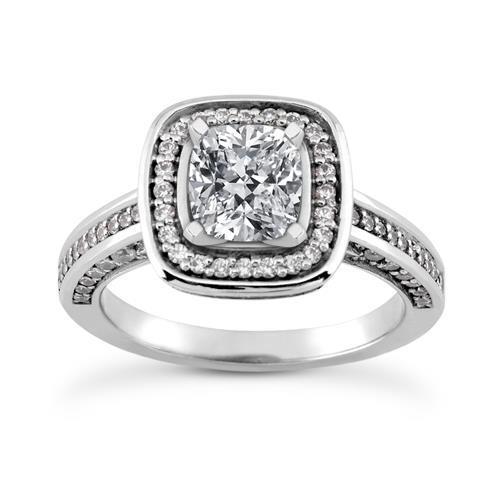 3.50 Ct. Halo Sparkling Real Diamonds Ring White Gold Ladies Jewelry New