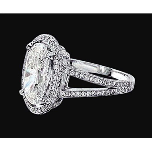 3.50 Ct. Oval 2 Row Real Diamond Royal Engagement Ring