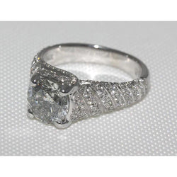 3.50 Ct. Real Diamond Engagement Ring Micro Pave Gold Ring