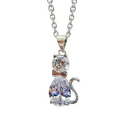 3.50 Ct. Round & Pear Real Natural Earth Mined Diamond Memorable Cat Pin Pendant Gold White 14K