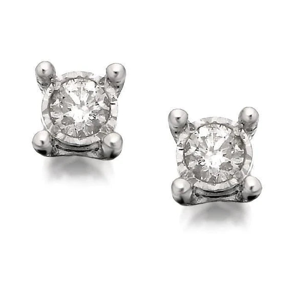 3.50 Ct Ladies Stud Earrings Round Real Diamond Cut Mounting White Gold