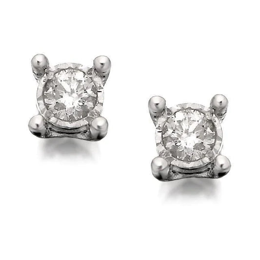 3.50 Ct Ladies Stud Earrings Round Real Diamond Cut Mounting White Gold