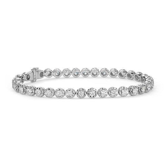 1.20 Ct Round Cut Genuine Diamond Link Bracelet 14K White Gold