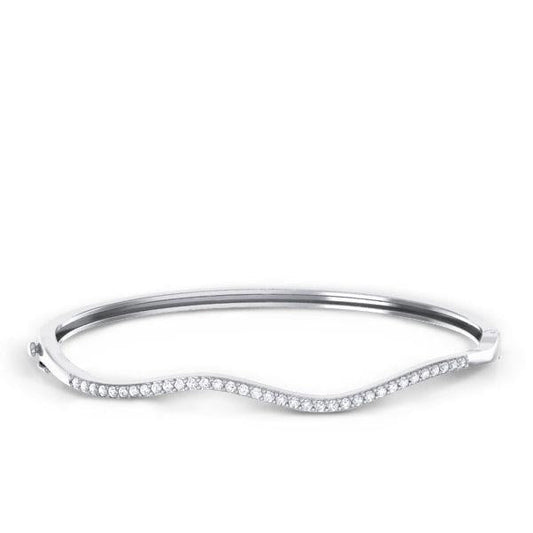 3.50 Ct Round Cut Genuine Diamond Women Bangle White Gold