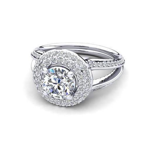 3.50 Ct Round  Genuine Diamond Wedding Halo Ring