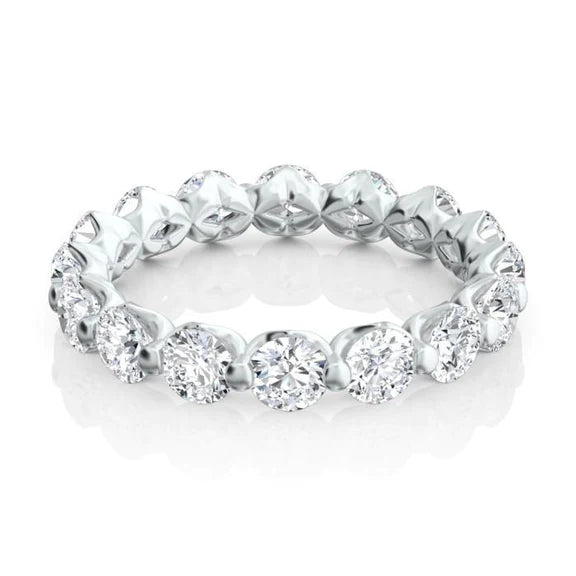 3.50 Carats Round Lab Grown Diamond Engagement Band White Gold Jewelry