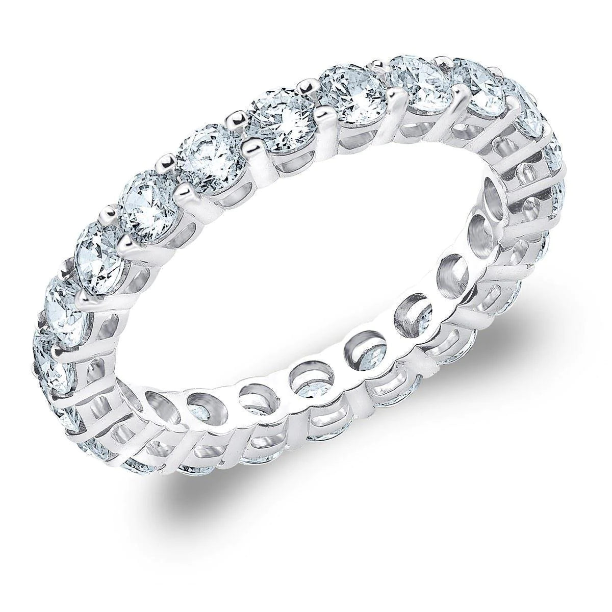 3.50 Ct Round Lab Grown Diamonds Eternity Engagement Band Gold White 14K