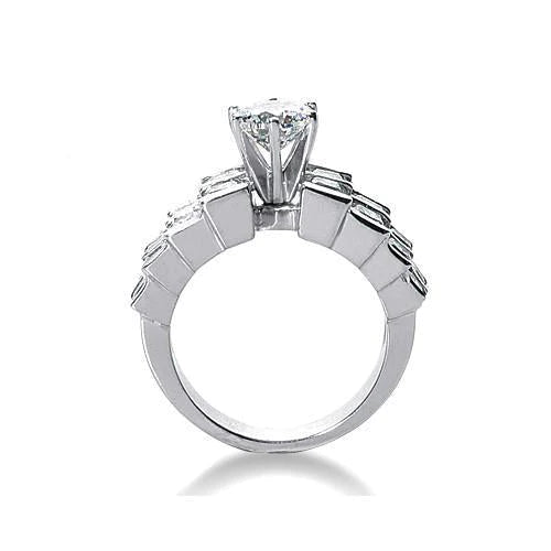 3.51 Carat Genuine Diamond Solitaire With Accents Ring Jewelry