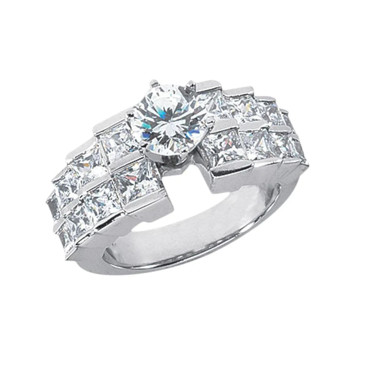 3.51 Carat Genuine Diamond Solitaire With Accents Anniversary Ring Jewelry