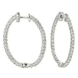 3.51 Carat Natural Diamonds 5 Pointer Hoop Earrings White Gold 14K New Earring