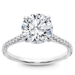 3.51 Ct Solitaire Accented Real Brilliant Cut Natural Earth Mined Diamonds Wedding Ring