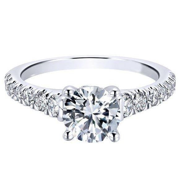 3.55 Carats Genuine Round Diamond Engagement Ring White Gold 14K