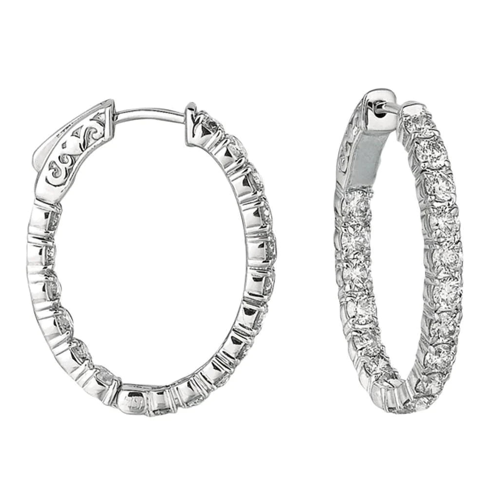 3.57 Carat Genuine Diamonds Oval Shape Hoop Earring 10 Pointer Diamond WG