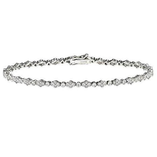 3.5 Carats Round Real Diamond Lady Bracelet White Gold Jewelry 14K