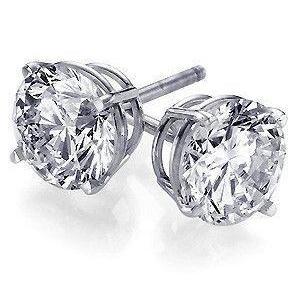 3.5 Ct Prong Set Round Solitaire Real Diamond Stud Earring White Gold 14K