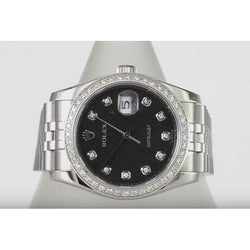 3.5 Ct Custom Diamond Dial Bezel Concealed Clasp Datejust Rolex Men Watch Ss & Gold