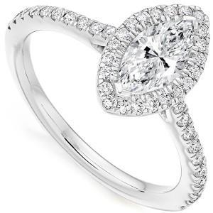 3.60 Carats Marquise And Round Genuine Diamond Halo Ring