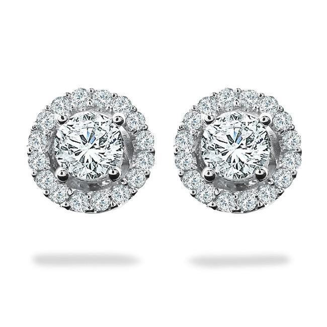 3.60 Carats Round Halo Real Diamond Stud Earring White Gold Jewelry