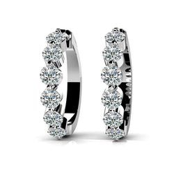 3.60 Carats Sparkling Round Genuine Diamonds Hoop Earrings White Gold 14K