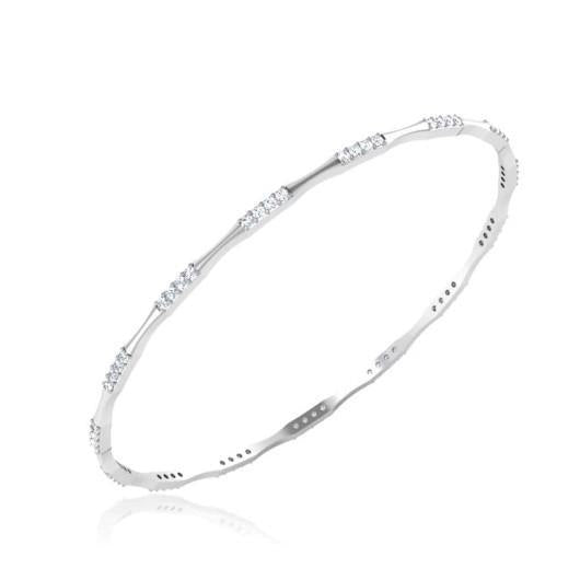 3.60 Ct Round Cut Real Diamond Women Bangle White Gold