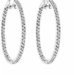 3.60 Ct Round Cut Sparkling Natural Diamonds Women Hoop Earrings White Gold