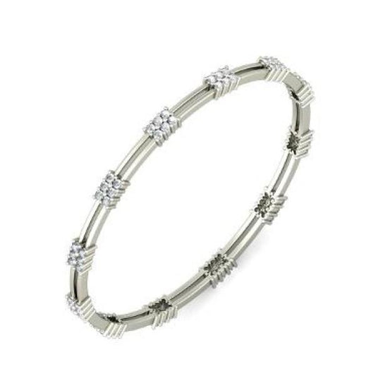 3.60 Ct Round Genuine Diamond Bangle 14K White Gold Jewelry