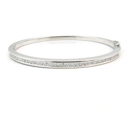 3.60 Ct Round Natural Earth Mined Diamond Bangle 14K White Gold