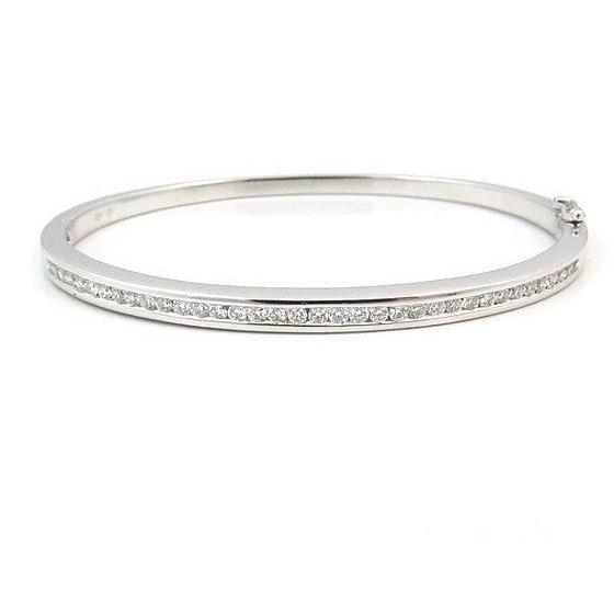 3.60 Ct Round Natural Diamond Bangle 14K White Gold