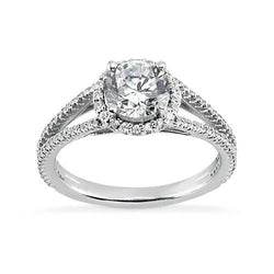 3.62 Carats Round Natural Diamond Halo Ring White Gold 14K