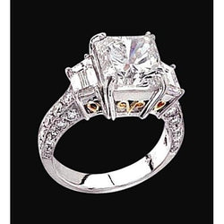 3.66 Carat Real Diamond Three Stone Ring Two Tone 14K New