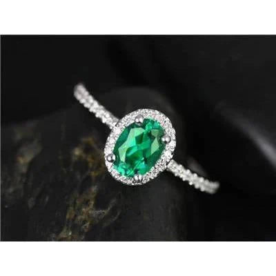 3.6 Ct Oval Cut Green Emerald Diamond Engagement Ring
