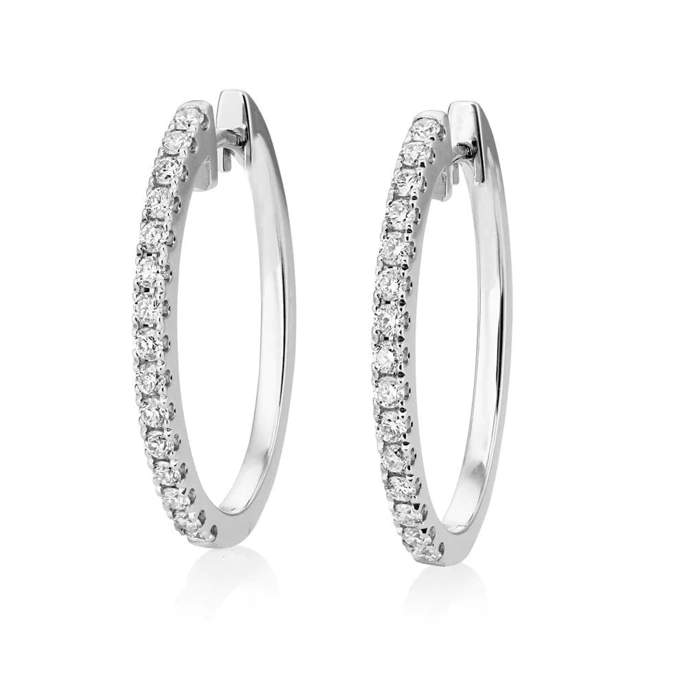 3.70 Carats Prong Set Round Real Diamonds Lady Hoop Earrings Gold White