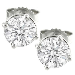 3.70 Carats Real Diamond Studs Earring White Gold 14K
