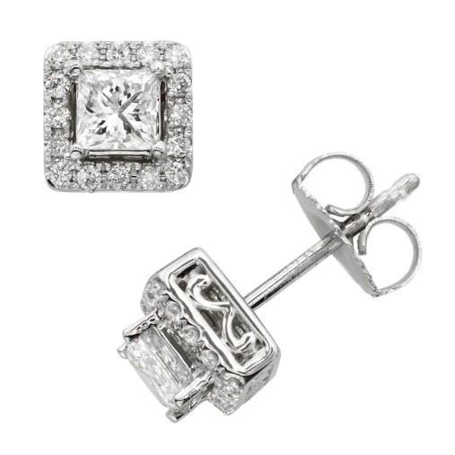 3.70 Carats Sparkling Natural Diamonds Lady Stud Halo Earrings 14K White Gold