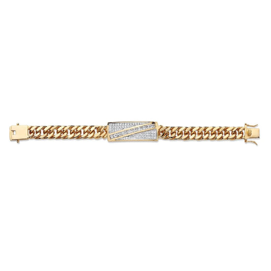 3.70 Carats Sparkling Real Diamonds Mens Bracelet Yellow Gold 14K