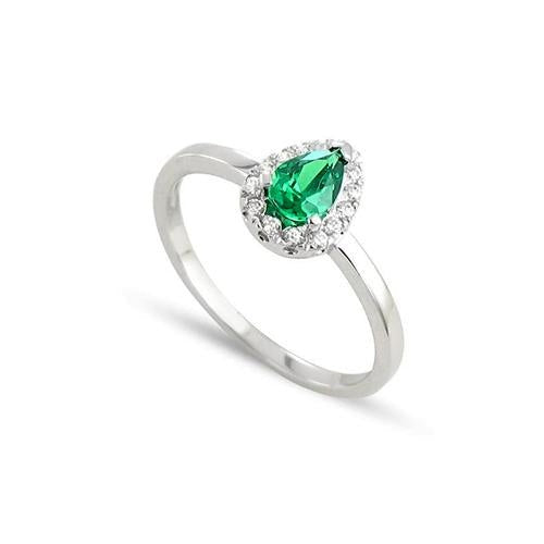 3.75 Carats Green Emerald And Diamonds Engagement Ring New White Gold 14K