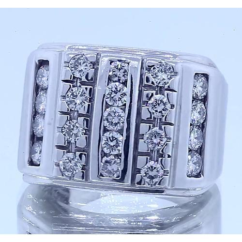 3.75 Carats Mens Real Diamond Ring White Gold 14K