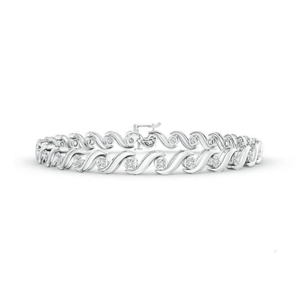 3.75 Carats Natural Round Cut Diamond Tennis Bracelet Solid White Gold 14K