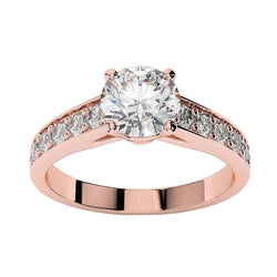 3.75 Carats Round Accented Genuine Natural Earth Mined Diamond Wedding Ring Rose Gold 14K